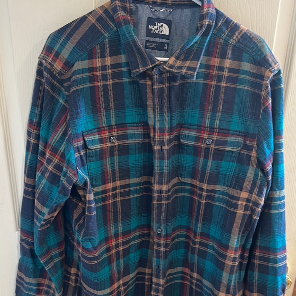 The North Face Casual Button Down Shirt Blue and Brown